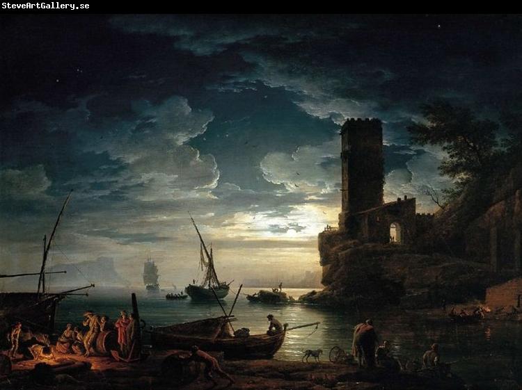 Claude Joseph Vernet Mediterranean Coast Scene with Fishermen and Boats